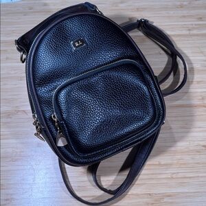 Ralph Lauren Black Minimalist Pebbled Leather Academia Backpack